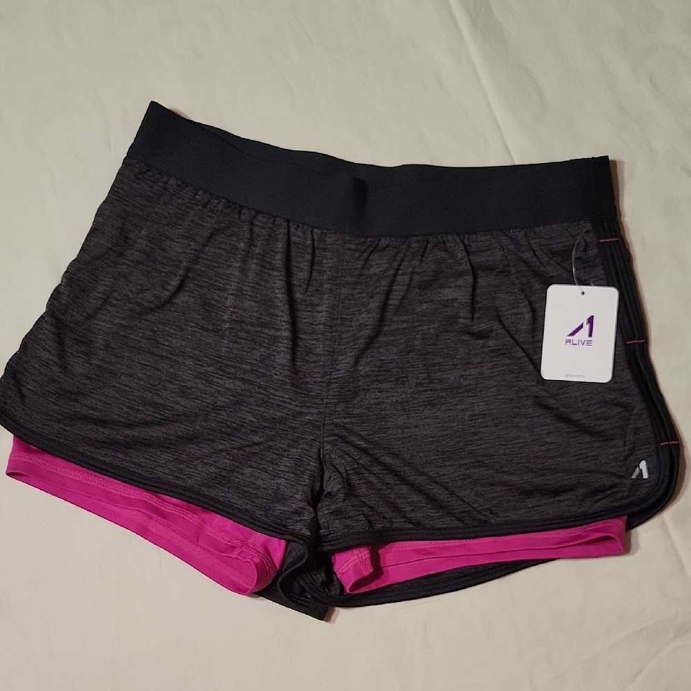 NWT Women's Black and Pink Athletic Shorts